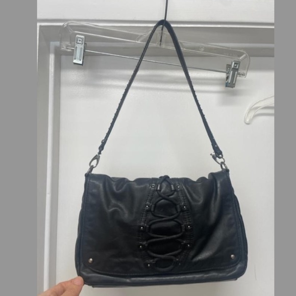 Kenneth Cole Genuine Leather Studded Shoulder Bag Purse - Picture 1 of 7